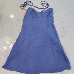 Aritzia Wilfred Cornflower Blue New Fable Mini Dress Size 4 NWT